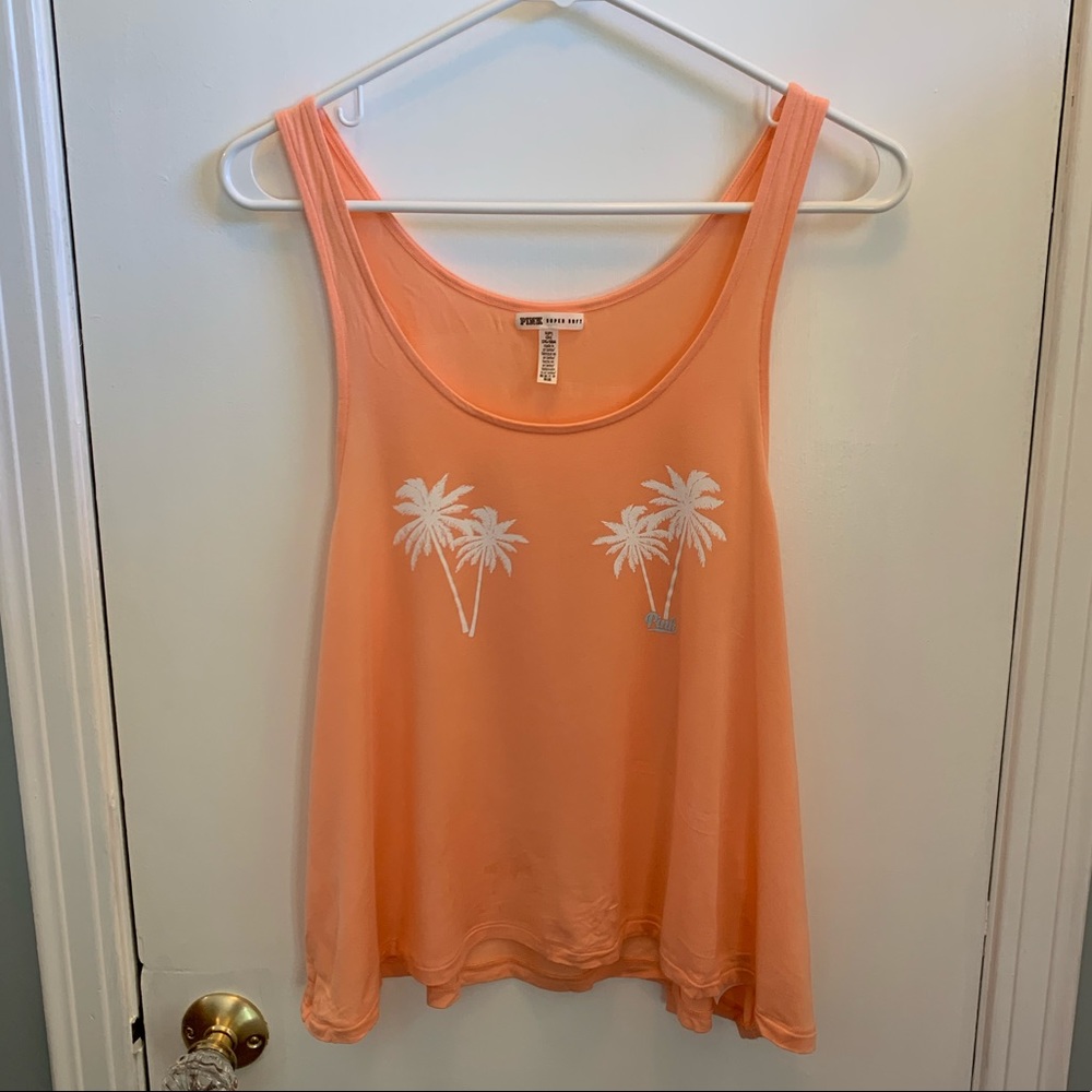 PINK Victoria’s Secret peach palm tree tank, small